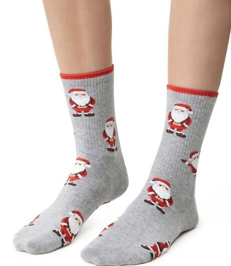 ART.136 Steven Damen-Weihnachtssocken, Melangegrau 141 – Baumwolle, warm, Wintermuster