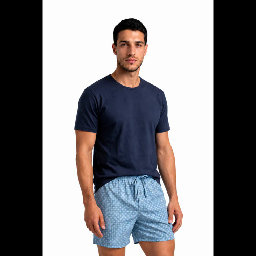 Sesto Senso 2026/02 Herrenkurzpyjama Blau 100% Baumwolle