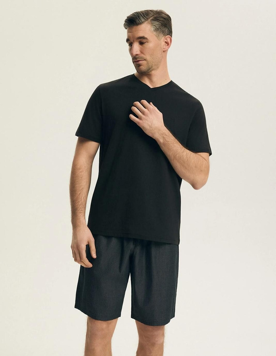 Henderson 44608 Post Herren-Pyjama Schwarz 100% Baumwolle Kurzarm