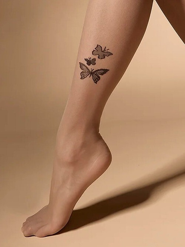 Damenstrumpfhose 20 den Ailes Knittex – robust, mit Schmetterlingsmuster, kleiner Zwickel naturel-nero