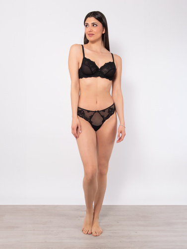 1940 Glam-BH – Tüll, weich, mit Bügel, Sielei, schwarz