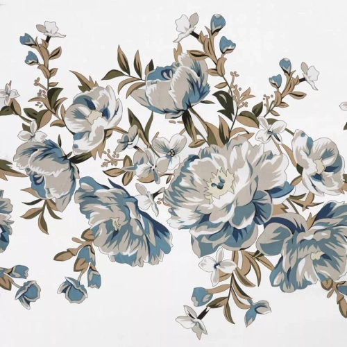 Frühling 40 Blumen Satinbettwäsche Eurovorhänge weiß/türkis