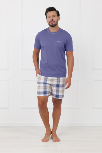 Herrenpyjama Juno Italian Fashion 100% Baumwolle Kurzarm Shorts