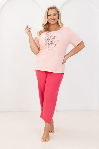 Damen Pyjama Regina 740, 100% Baumwolle, mit Print, 7/8 Hosen, Komfort und Stil