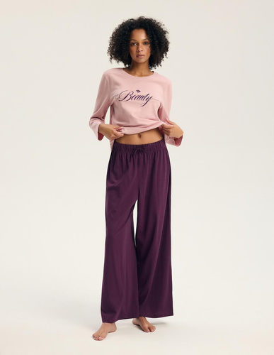 Damen-Pyjama Henderson 45443 Galla Rosa 100% Baumwolle Langarm