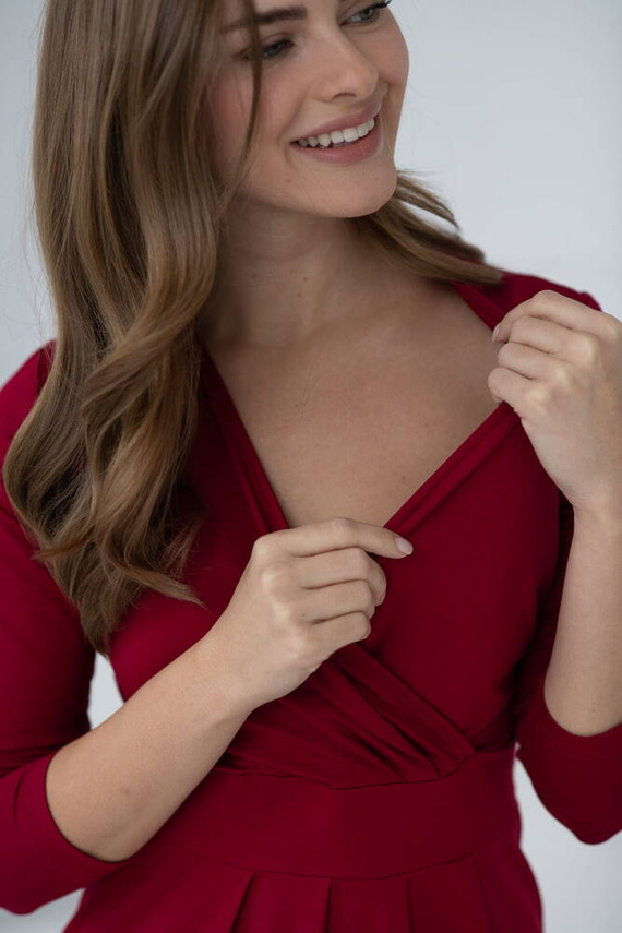 Grow with me Milk&Love Umstands- und Stillkleid, Burgunderrot