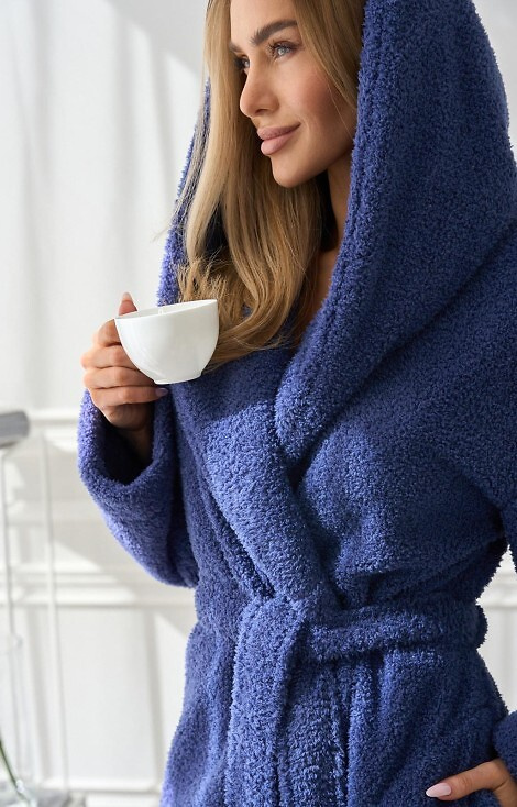 2555 Heaven L&L Damenbademantel mit Kapuze, Marineblau – Komfort und Stil