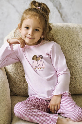 Mädchenpyjama Jasmina 3492, 3493 Taro Pink – Baumwolle, lange Ärmel