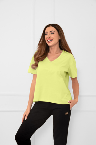 Klara - Damen-Kurzarmbluse | Italian Fashion lindgrün