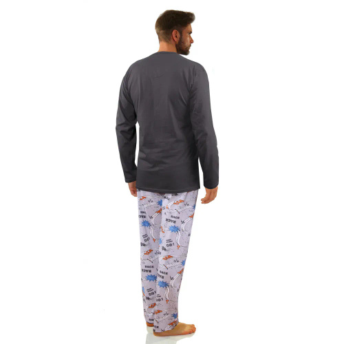 2660/09 Sesto Senso Herren-Langarmpyjama und Hose – Graphit