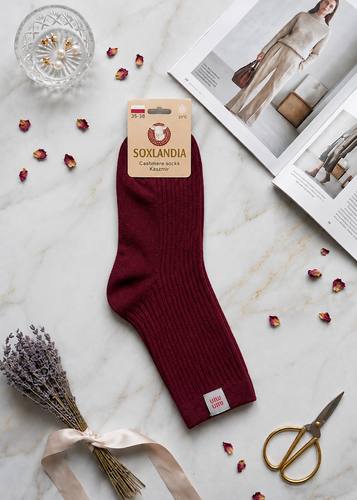 Damen Socken WIK Soxlandia 3044 wz.11 Kaschmir 95% Warm Winter - bordeaux