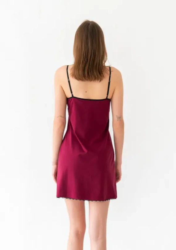 Unterkleid Dkaren Viki 2 aus Baumwolle mit Spitze in Bordeaux