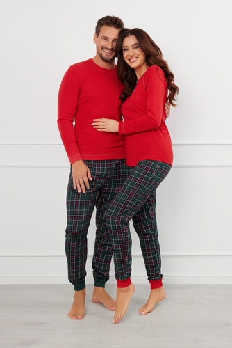 Foggia Damen Schlafanzug langarm, lange Hose Italian Fashion - rot/print 