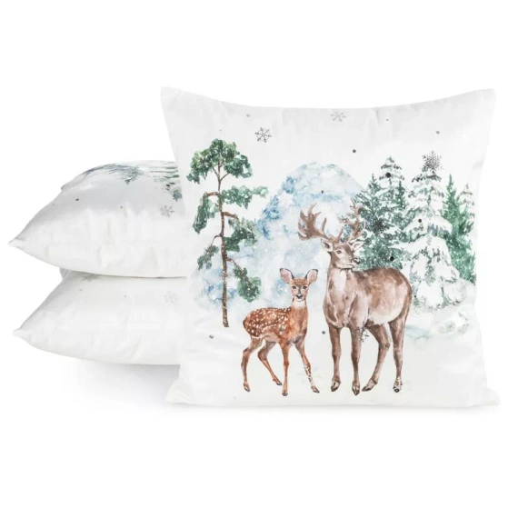 CHP350 Eurofirany Weihnachtskissenbezug 45x45 Samt mit Druck und Paspelierung
