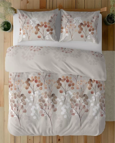 5223 A Satin-Bettwäschezweige mit runden Blättern Detexpol beige