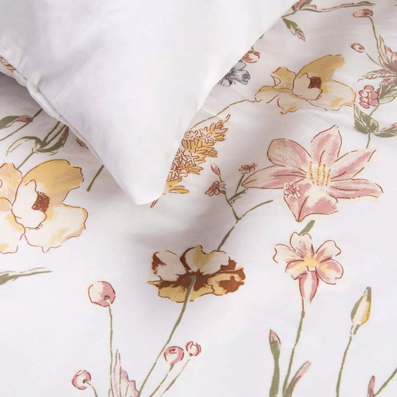 Satинbettwäsche 1553/1 Satynlove 100% Baumwolle Blumen + Kissenbezüge 70x80