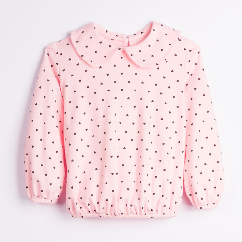 Mädchenbluse Nicol Tosia 225138 Baumwolle Rosa mit Herzchen und Bommel
