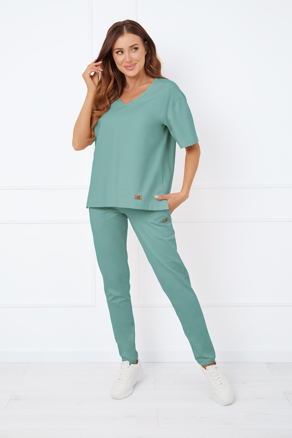 Caro Kurzarmbluse Italian Fashion - Salbei 