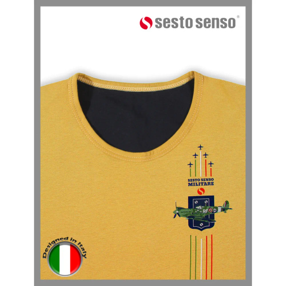 7542 Sesto Senso Herren-Langarmpyjama – Senf