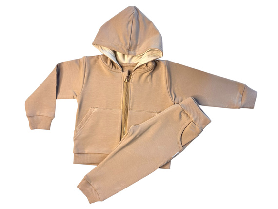 Mamatti DR2150 braunes Trainingsanzug-Set für Mädchen – Kapuzenpullover und Hose mit Taschen