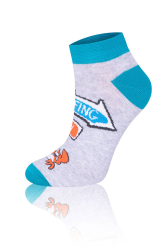 S138S Krab Socks Fußsocken Italian Fashion - türkis/orange/hell melange