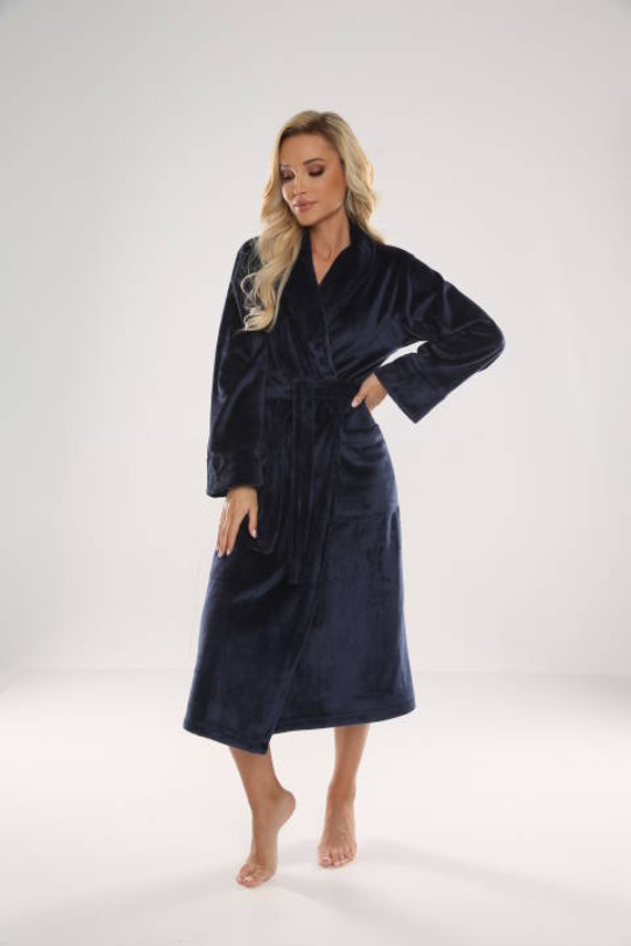 628 Abigail Long Forex Damen Bademantel - navy blau
