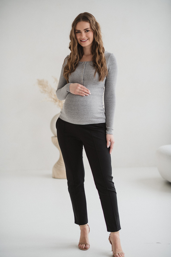 Tummy Milk&Love Umstands- und Stillshirt aus Viskose light gray melange