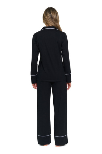 Damen-Pyjama Doctor Nap 7527 Noir, 100% Baumwolle, lang, zum Knöpfen