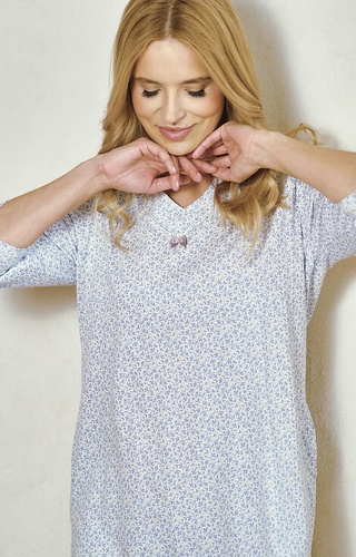 3449 Debora Taro Damenhemd – 100 % Baumwolle, lange Ärmel, Taschen, V-Ausschnitt