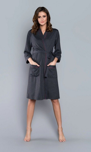 Megan Damen Morgenmantel Italian Fashion 3/4 Ärmel - hell melange