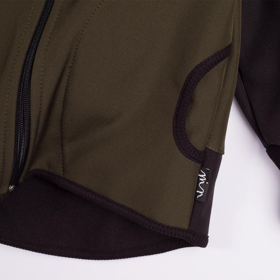 229021 Nicol Kinder Softshell-Jacke mit Fleece, Kapuze, Reflektoren - Khaki