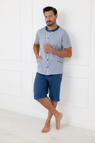 Herren-Pyjama Homer Italian Fashion aus Baumwolle, kurz, zum Öffnen