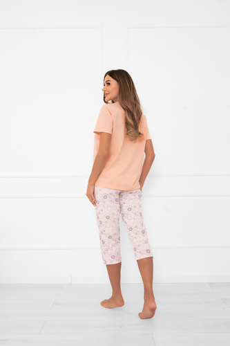 Damen Schlafanzug Satui - Baumwolle, kurze Ärmel und 3/4 Hose Italienische Mode  