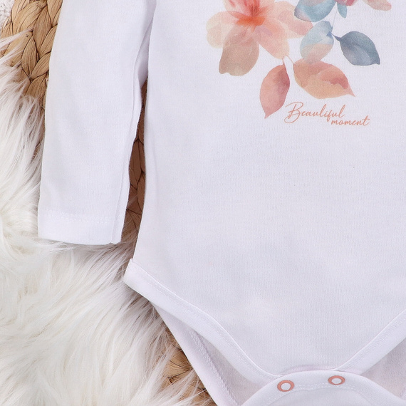 ABN-5416 Bunte Blumen Bio-Baumwoll-Body Nini weiß