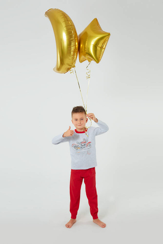 Junak Pyjamas für einen Jungen lange Ärmel und Hosen Italienische Mode - j.melange/rot 