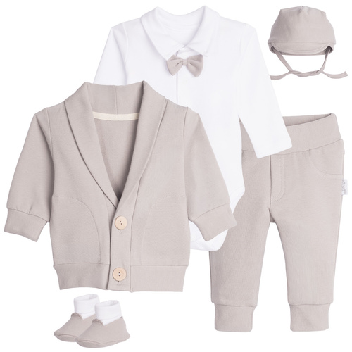 169408 5-teiliges Taufset für Jungen aus Baumwolle, Body, Sweatshirt, Hose