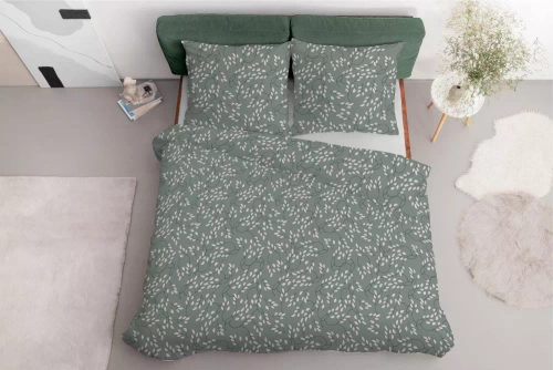 5217 A Satinbettwäsche, feine Blätter, Detexpol Salbei