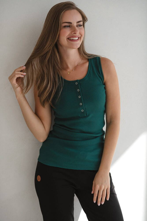 Milk&Love geripptes Umstands-Still-T-Shirt, flaschengrün