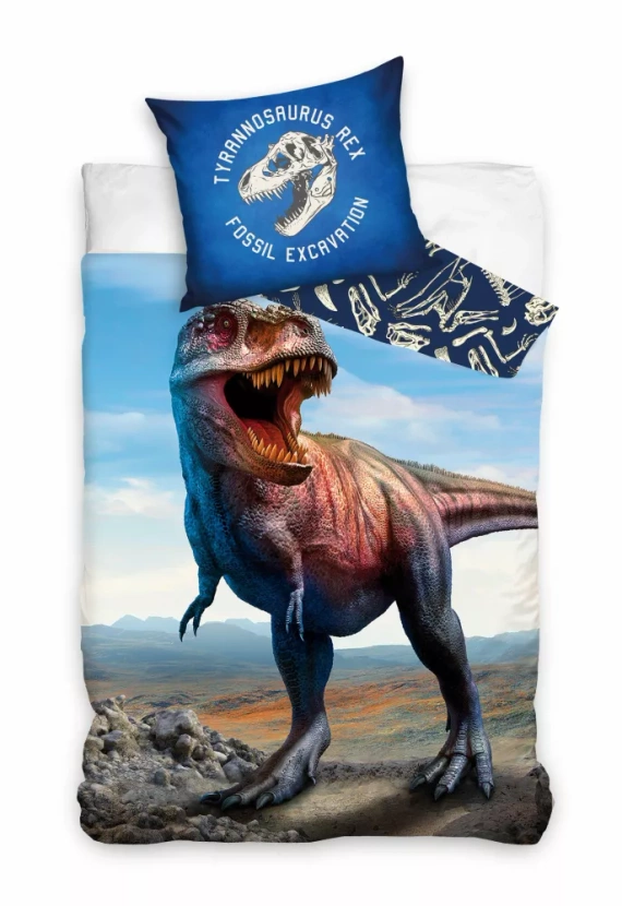 T-REX Dinosaurier C24 Carbotex blaue Baumwollbettwäsche