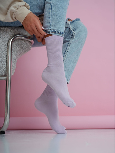 Damen Baumwollsocken Milena 1313-002– gerippt bequem für Alltag violet