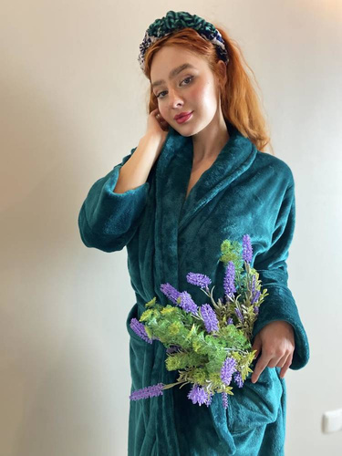 628 Abigail Long Forex Damen Bademantel - grün