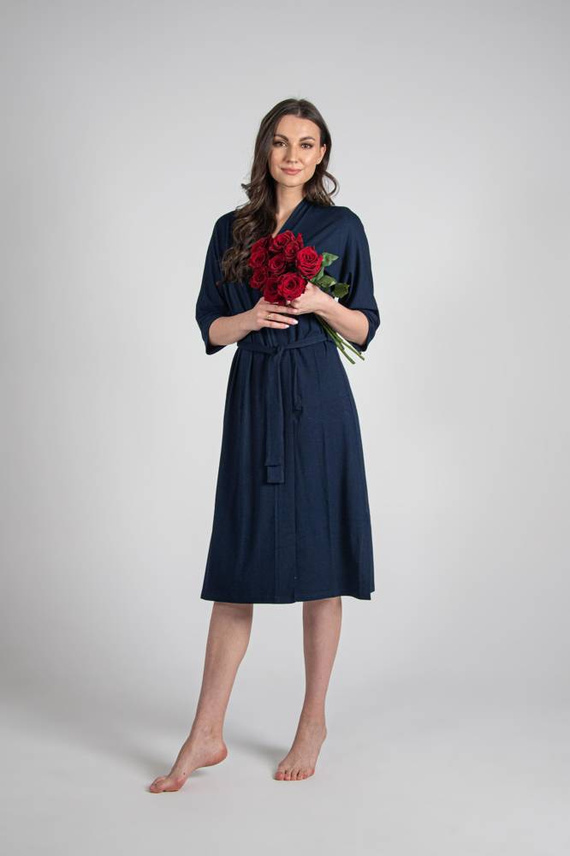 942 Visa Langer Morgenmantel De Lafense - navy blau