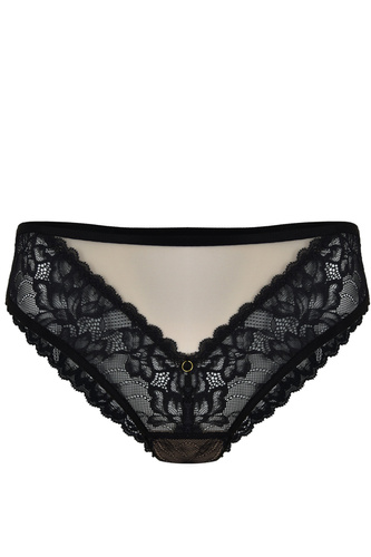 19235 Magisches brasilianisches Milano-Höschen – Spitze, nackter Tüll, goldener Akzent