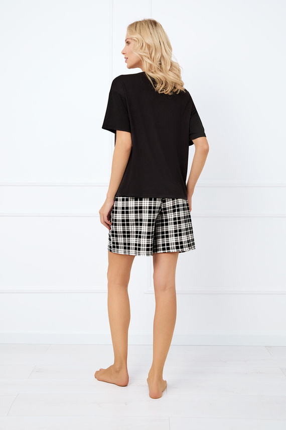 Klara Damen Kurzarm-Pyjama, kurze Hose Italian Fashion - schwarz/print