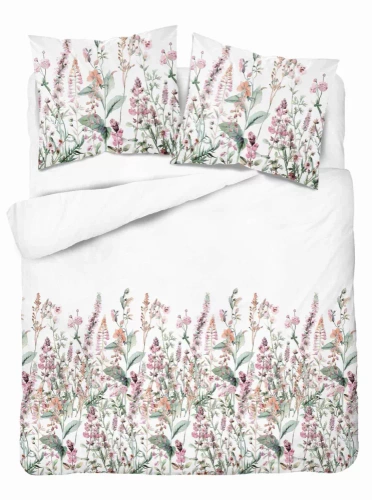 5485 A Detexpol Satin Stories Satinbettwäsche weiß-rosa | 100 % Baumwolle, Satinbindung, Reißverschluss, Geschenkverpackung