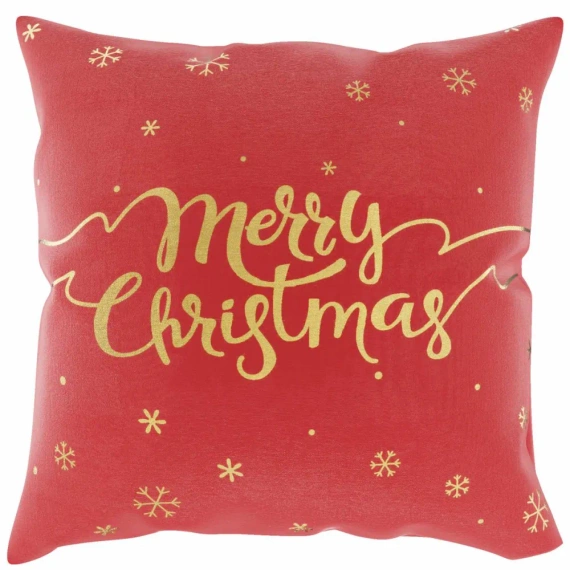 Snow Merry Christmas Weihnachtskissenbezug von Needle and Thread, rot