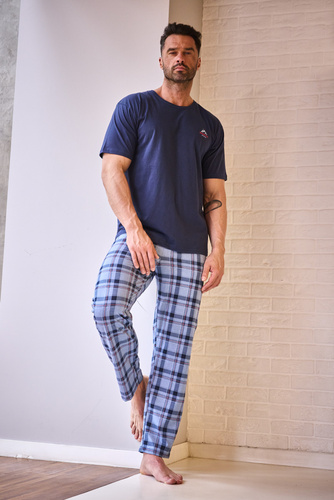 Herrenpyjama Cornette 134/315 North 2 blau – Baumwolle, kurze Ärmel, Komfort und Stil