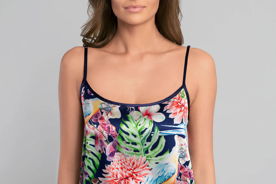 Polynesia Damen Nachthemd, schmaler Träger Italian Fashion - Blumendruck