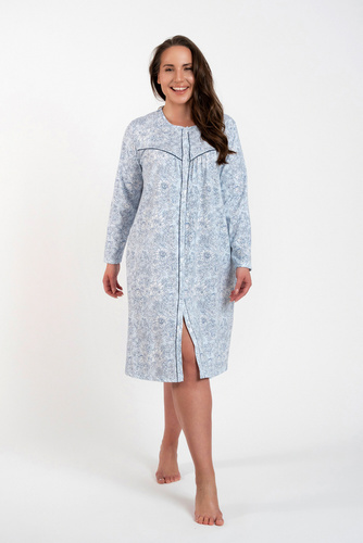 Talita ungeknöpftes Nachthemd Italienische Mode - Blaudruck