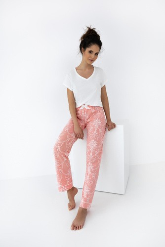 Kalina Sensis Damenpyjama – Ecru-Lachs